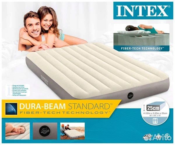 Матрас надувной 152х203х25 см intex 64103