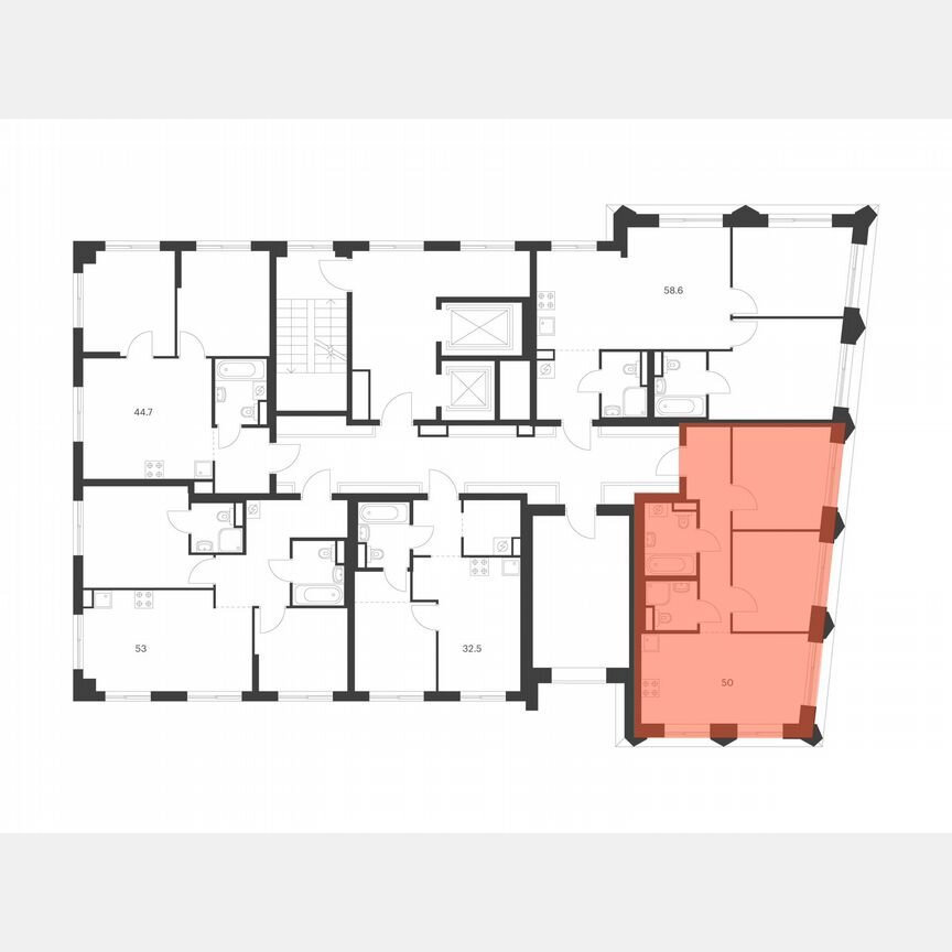 2-к. квартира, 50 м², 12/14 эт.