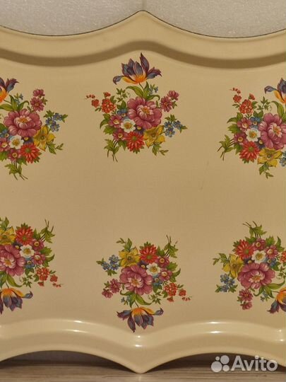 Поднос эмалированный. Интерьерный. Металл. Роспись