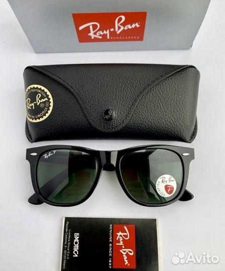 Очки ray ban wayfarer polaroid черные