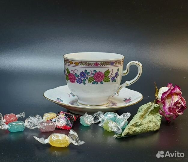 Чашка с блюдцем чайная пара СССР кахла лфз Дулёво