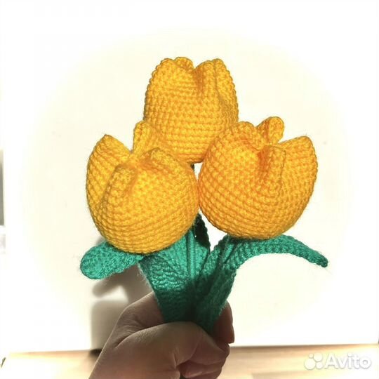 Вязанные цветы тюльпаны к 8 марта