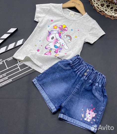 Летний костюм для девочки футболка и шорты