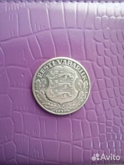 Монета 2 кроны серебро 1930 год