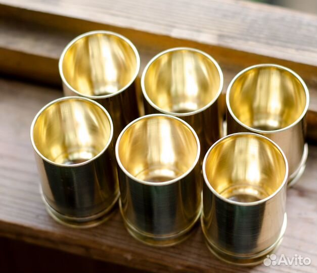 6 рюмок из гильз Ил-2 в кожаном чехле