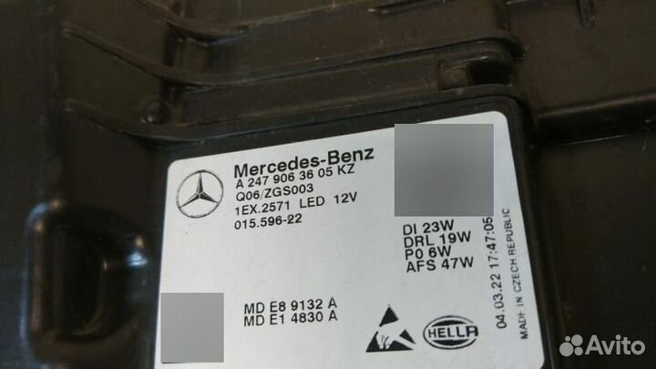 Фара правая Mercedes-Benz GLA247 / H247, mercedes-benz GLA H247 02/2020 - 2022