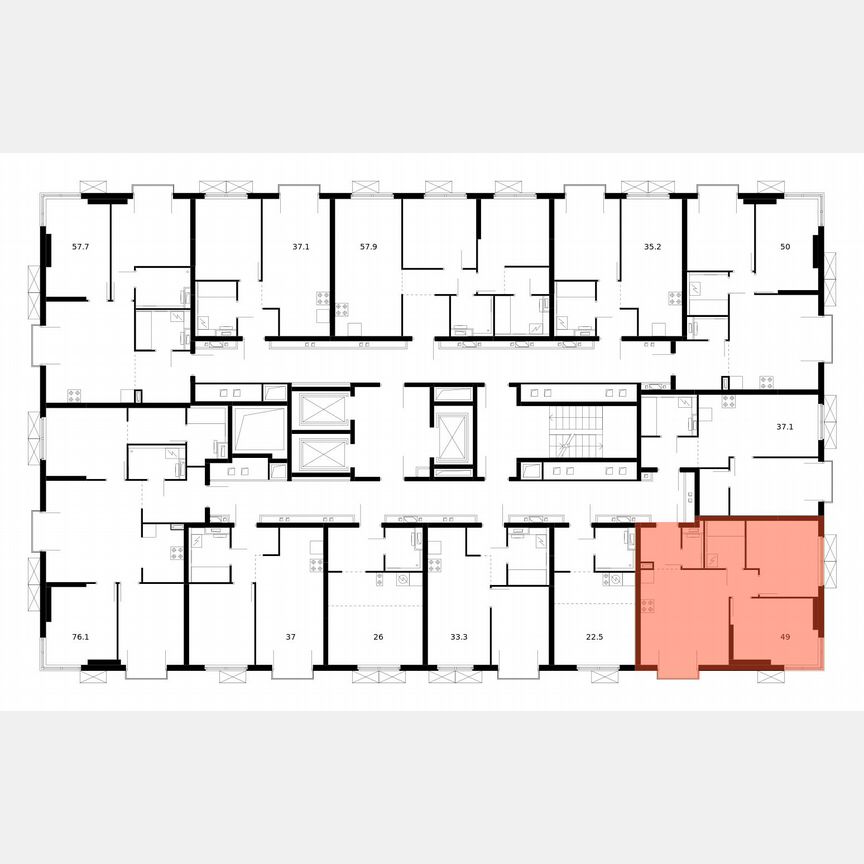 2-к. квартира, 49 м², 21/24 эт.
