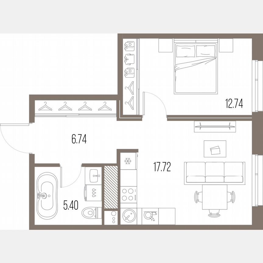 1-к. квартира, 42,6 м², 9/10 эт.