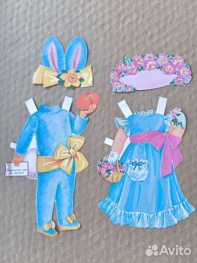 Бумажная кукла с одеждой в стиле винтаж СССР