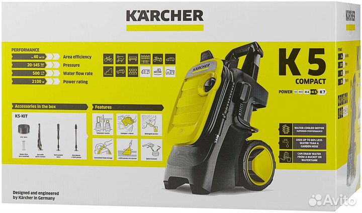 Мойка karcher k5 compact +2 нов.щётки+шланг+фильтр