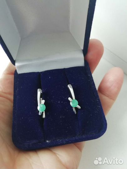 Серьги с изумрудами, ссср, серебро 925