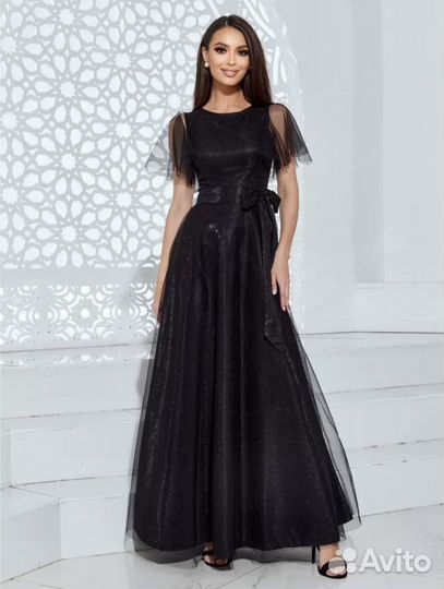 Вечернее платье в пол черное 46 размер