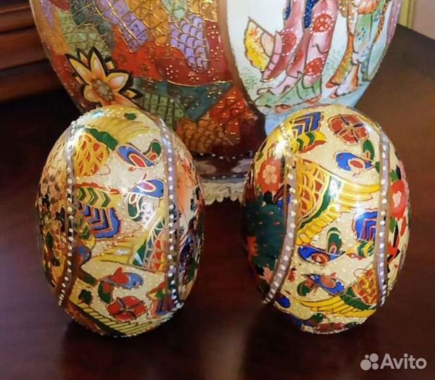 Пара фаянсовых старинных яиц, Китай, 1950-60-е г