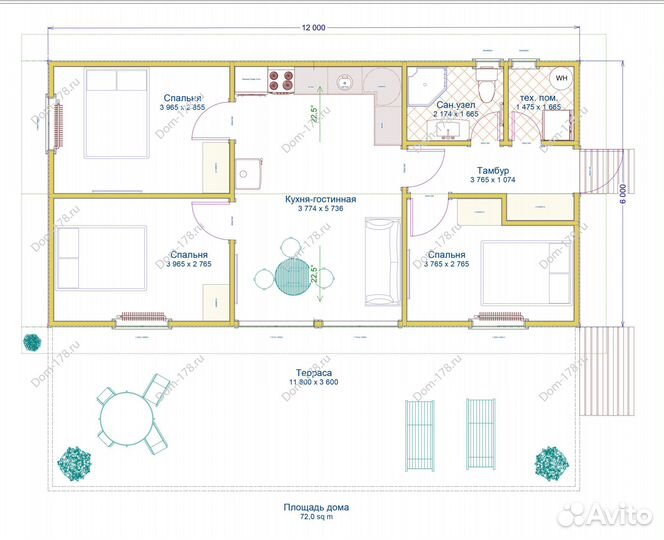 Деревянный домик 40 м