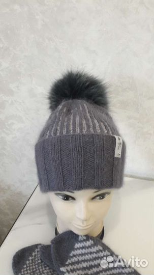 Шапки, варежки, снуд, носки пух норки