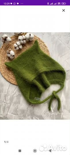 Шапка из ангоры ручной вязки