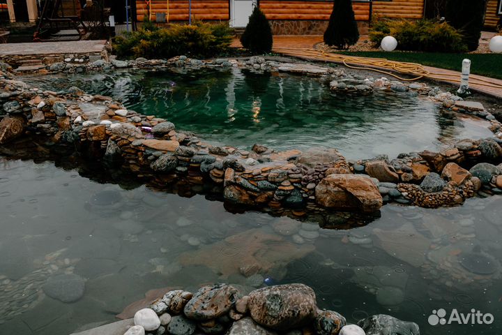 Строительство прудов, каскадов из природного камня