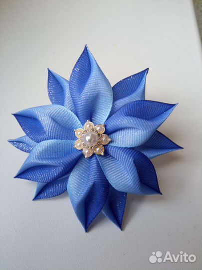 Бант-цветок на резинке для школы