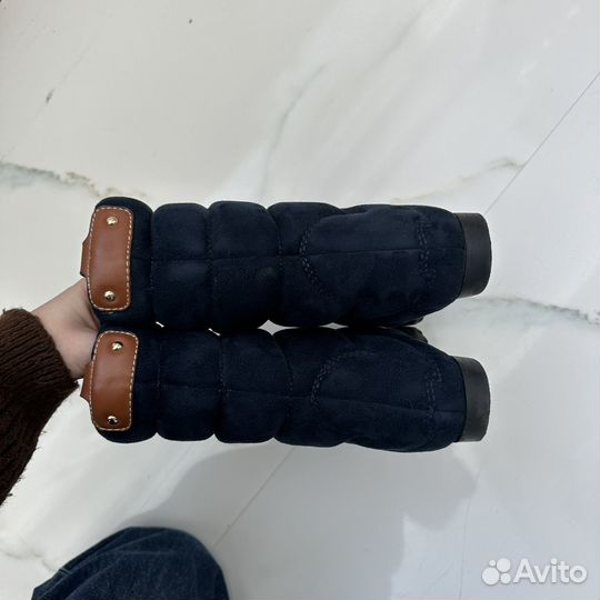 35 Дутики сапоги синие замшевые зимние женские