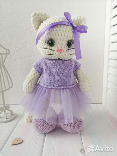 Кошка вязаная Кошка ручной работы. Кот плюшевый