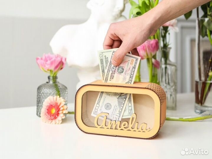 Копилка из дерева для чаевых свадебная казна