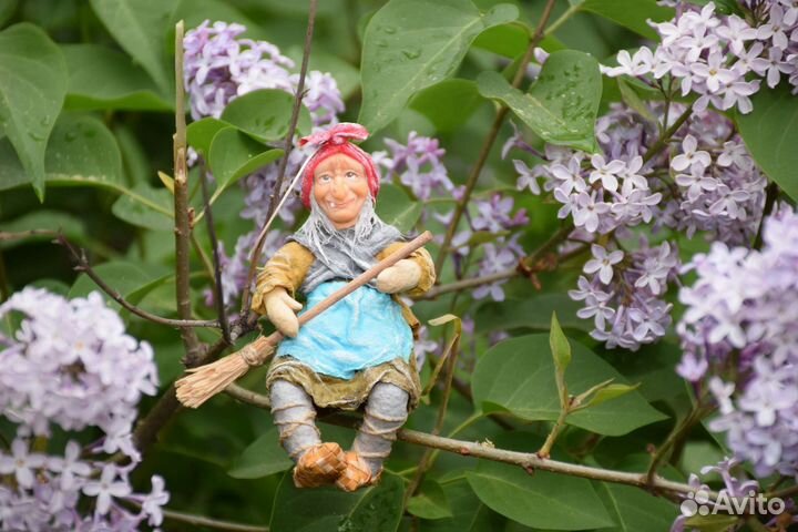 Ватная ёлочная игрушка Баба-Яга