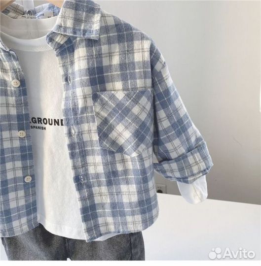 Рубашка в клетку детская новая на рост 92