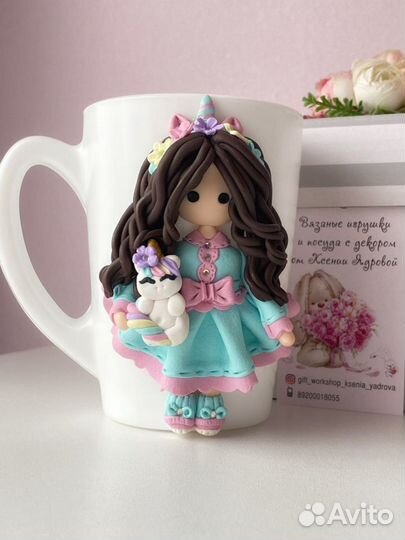 Кружка с декором из полимерной глины