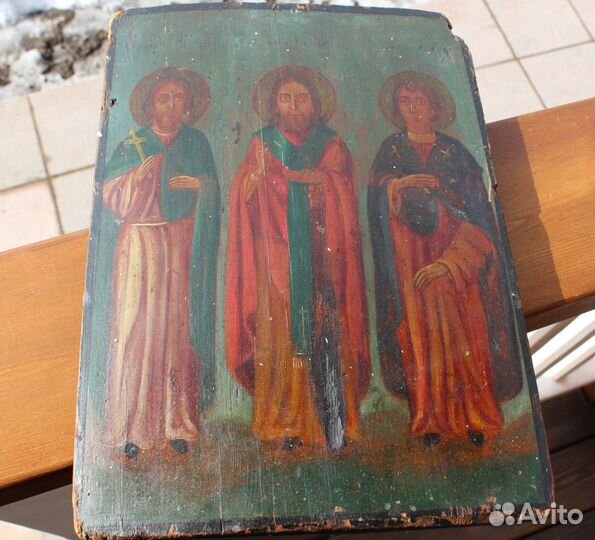 Очень старая икона избранные святые 38*25см