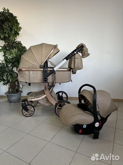 Коляска трансформер 3 в 1 новая в эко - коже