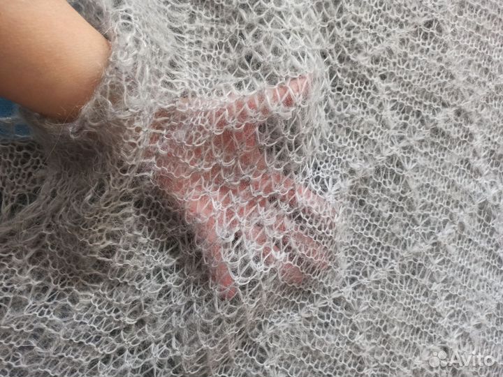 Шерстяной платок серый №12