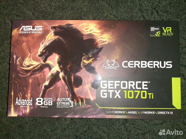 Видеокарта asus geforce GTX 1070Ti cerberus 8gb