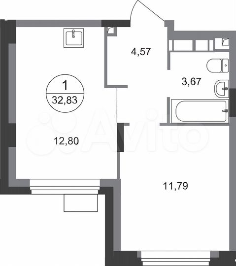 1-к. квартира, 32,8 м², 14/22 эт.