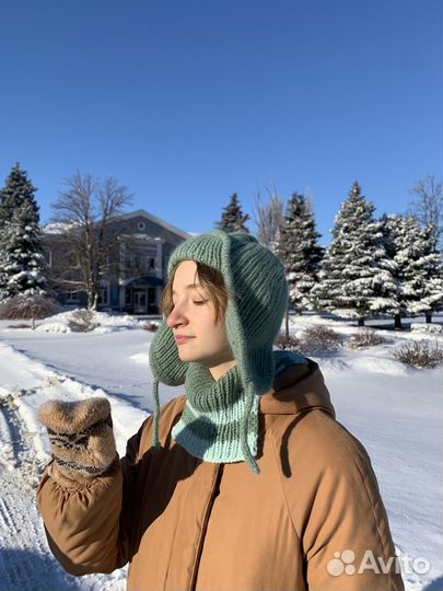 Шапка ушанка женская из пуха норки