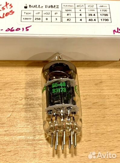 Лампа GE 12AY7 6072A USA Gray Plates NOS BOX