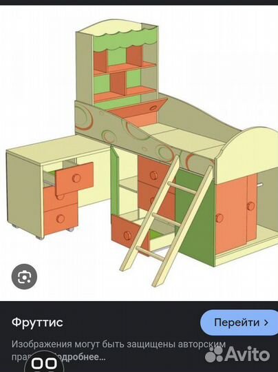 Кровать чердак фруттис со столом