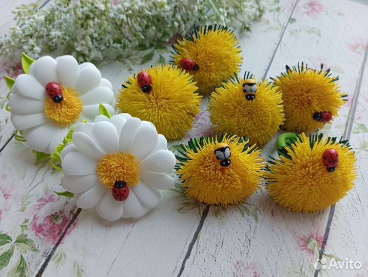 Резинка для волос одуванчики и ромашки