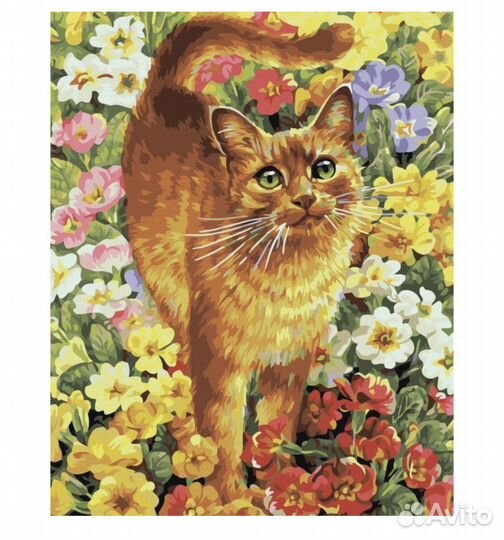 Алмазная мозаика 40х50 цветы, корабль, закат, кот