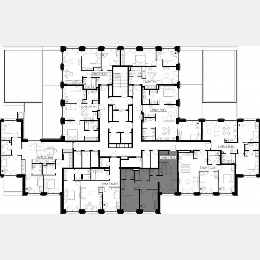 2-к. квартира, 73,2 м², 2/15 эт.