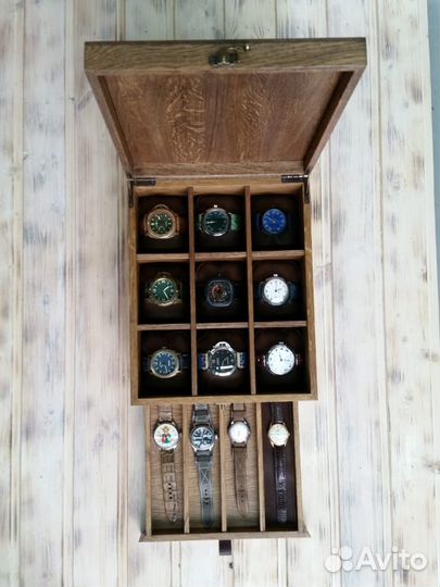 Короб для хранения часов и ремешков из массива дуб