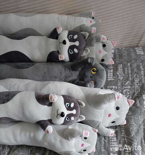 Кот батон, хаски 70 90 110/ мягкая игрушка-подушка