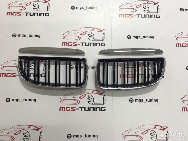 Ноздри BMW 3 серии E90 05-08 Черный глянец + Хром