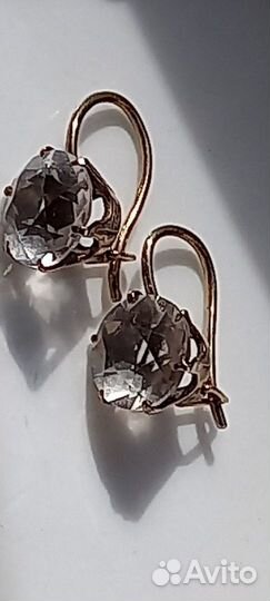 Серебряные серьги СССР 875 пр. Хрусталь