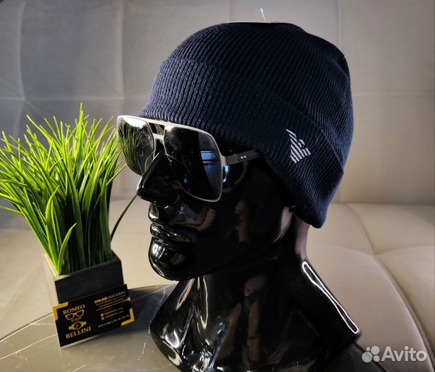 Шапка Armani темно-синяя