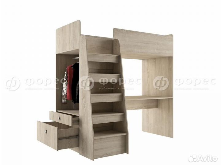 Кровать чердак со столом