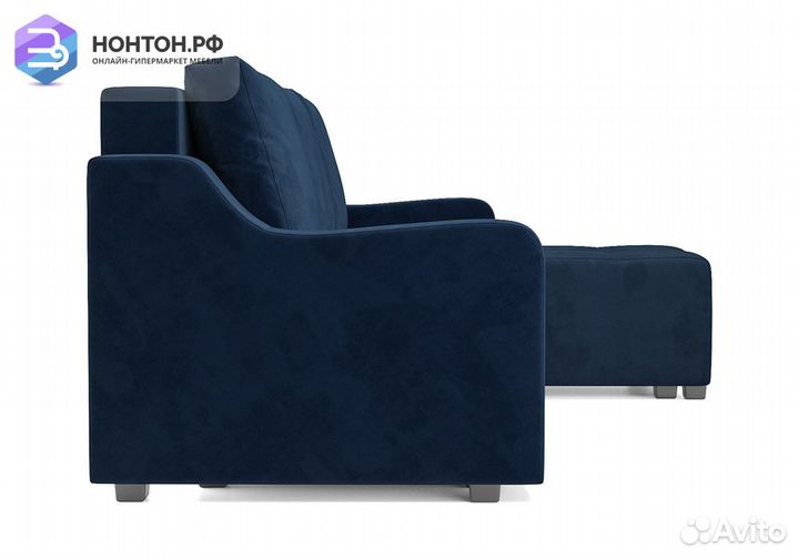 Угловой диван еврокнижка Берн велюр темно-синий