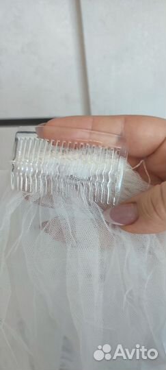 Свадебная фата длинная с кружевом