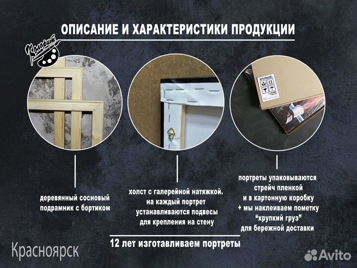 Портрет Путина на холсте 60х80см