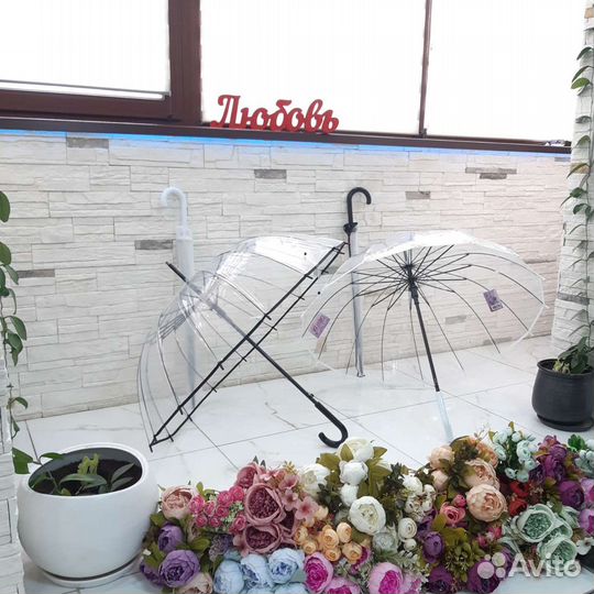 Зонт трость прозрачный 16 спиц