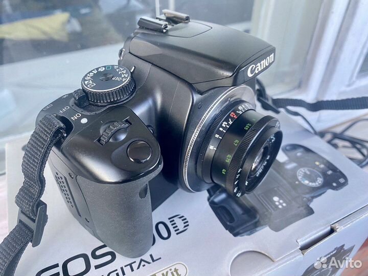 Canon 400d+объектив Индустар 50-2, адаптер,коробка